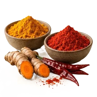Illustrative spices & masalas selection